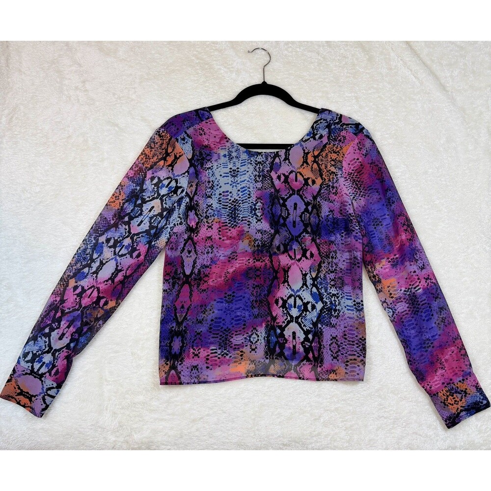 BAR III Women's Snakeskin Print Twist Back Top Size Small